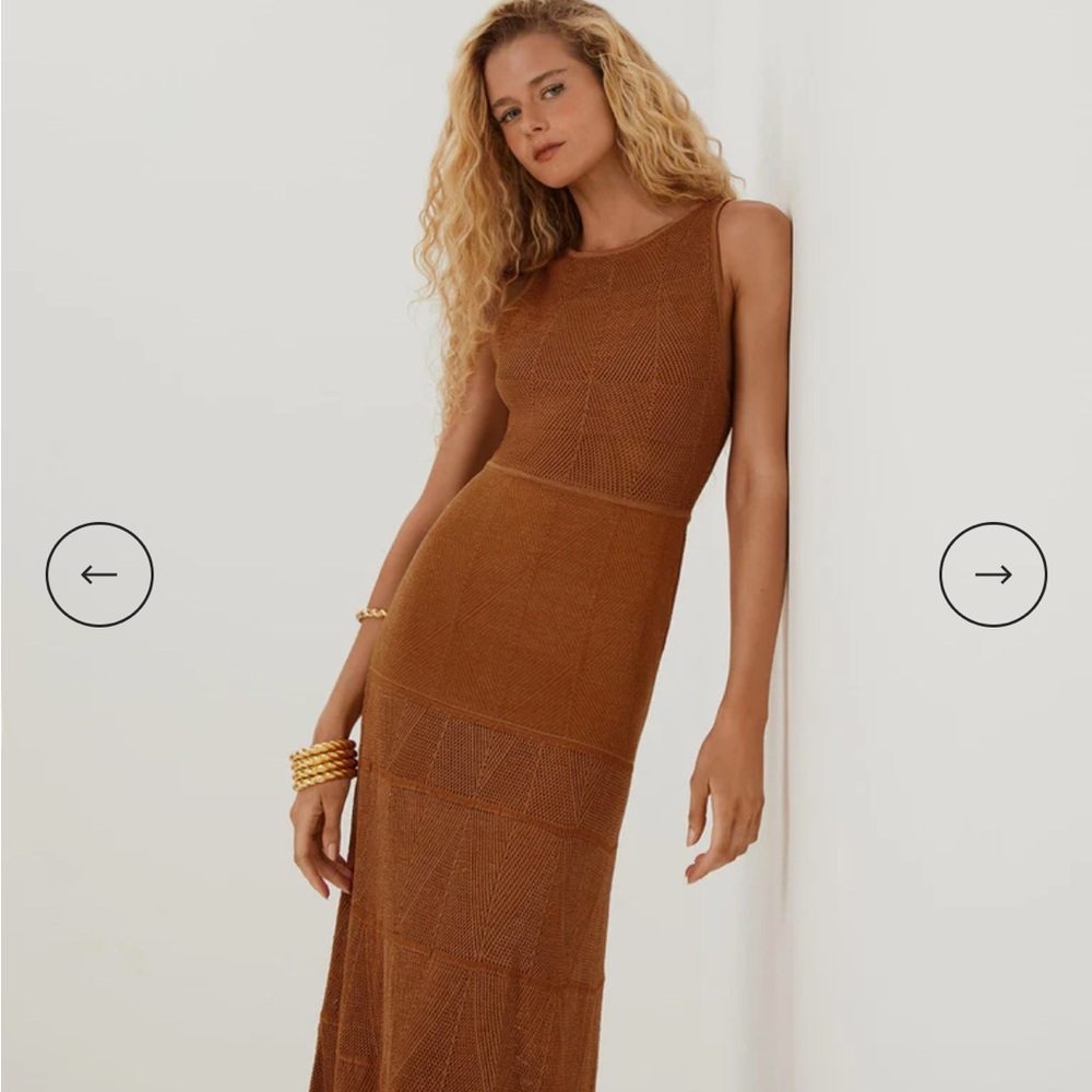 Vix by Paula Hermanny Sleeveless Knit Silvie Maxi Dress- Brown - Picture 1 of 6
